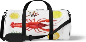 Sports Gym Bag for Women and Men Waterproof Crayfish Watercolor White Duffel Bag Lightweight Carryon Traveling Boarding Gripsack