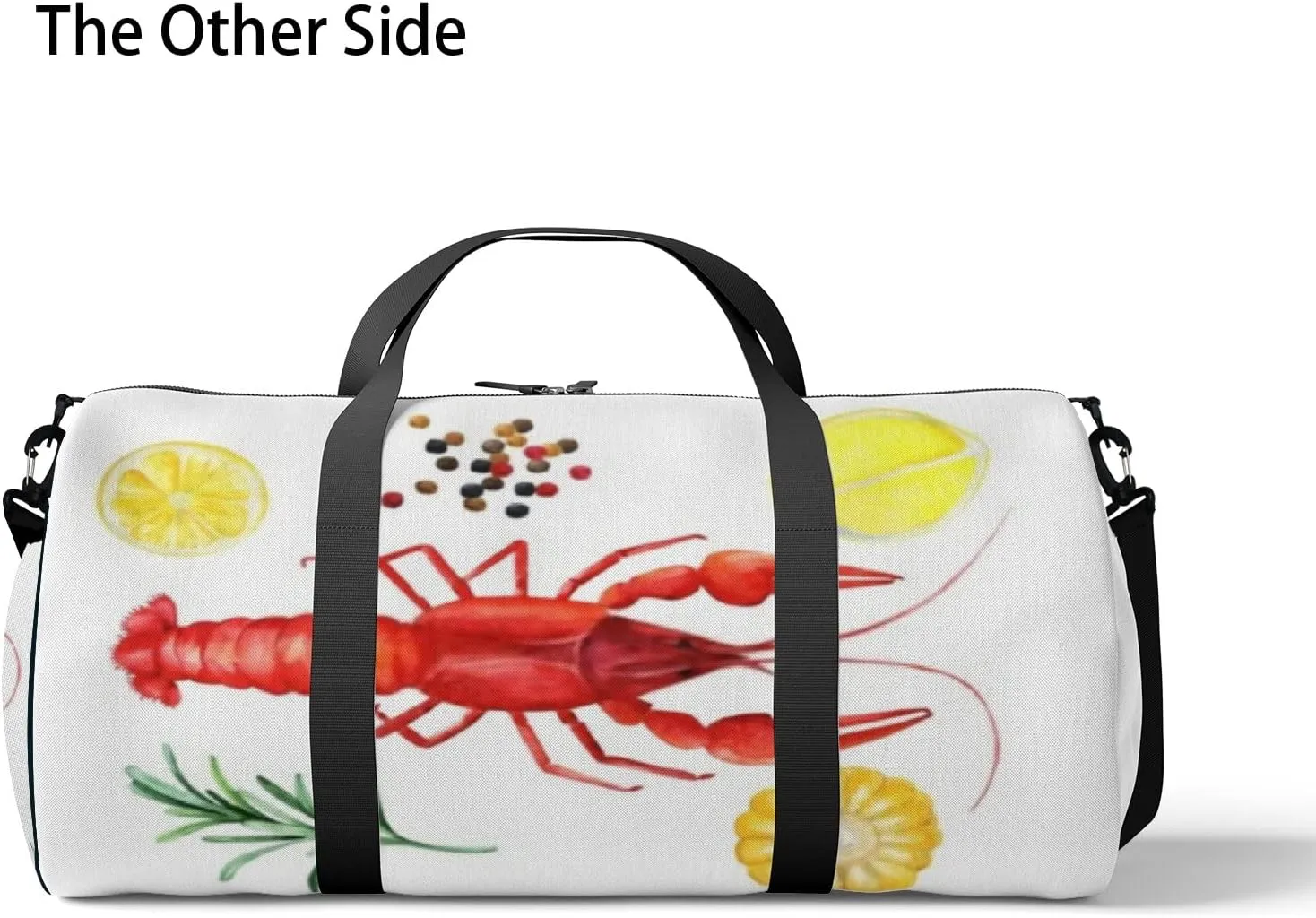 Sports Gym Bag for Women and Men Waterproof Crayfish Watercolor White Duffel Bag Lightweight Carryon Traveling Boarding Gripsack