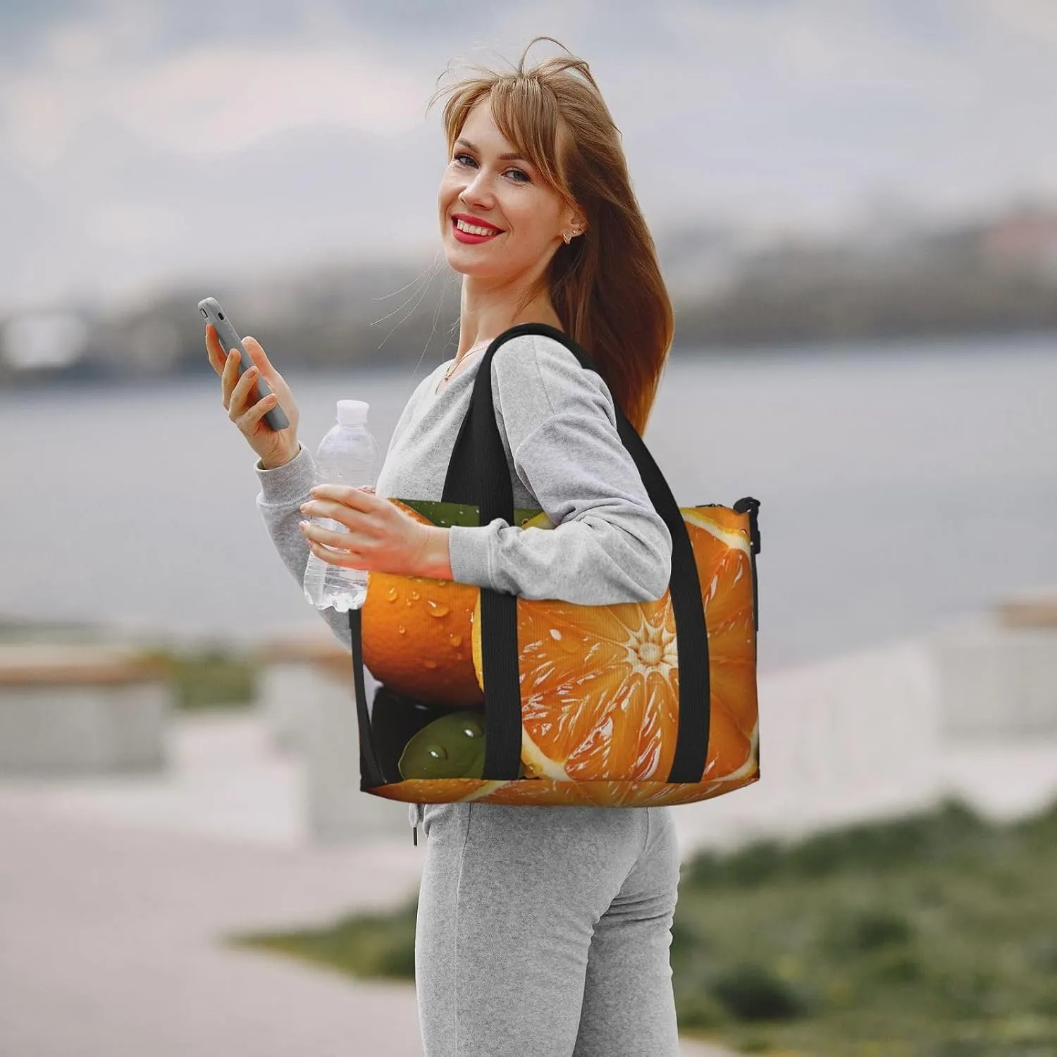Sports Gym Bag for Women Men Travel Duffel Bag Tote Weekender Bag Carry on Overnight Bag for Travel Swimming Fitness Workout Sports Orange Duffle Bag