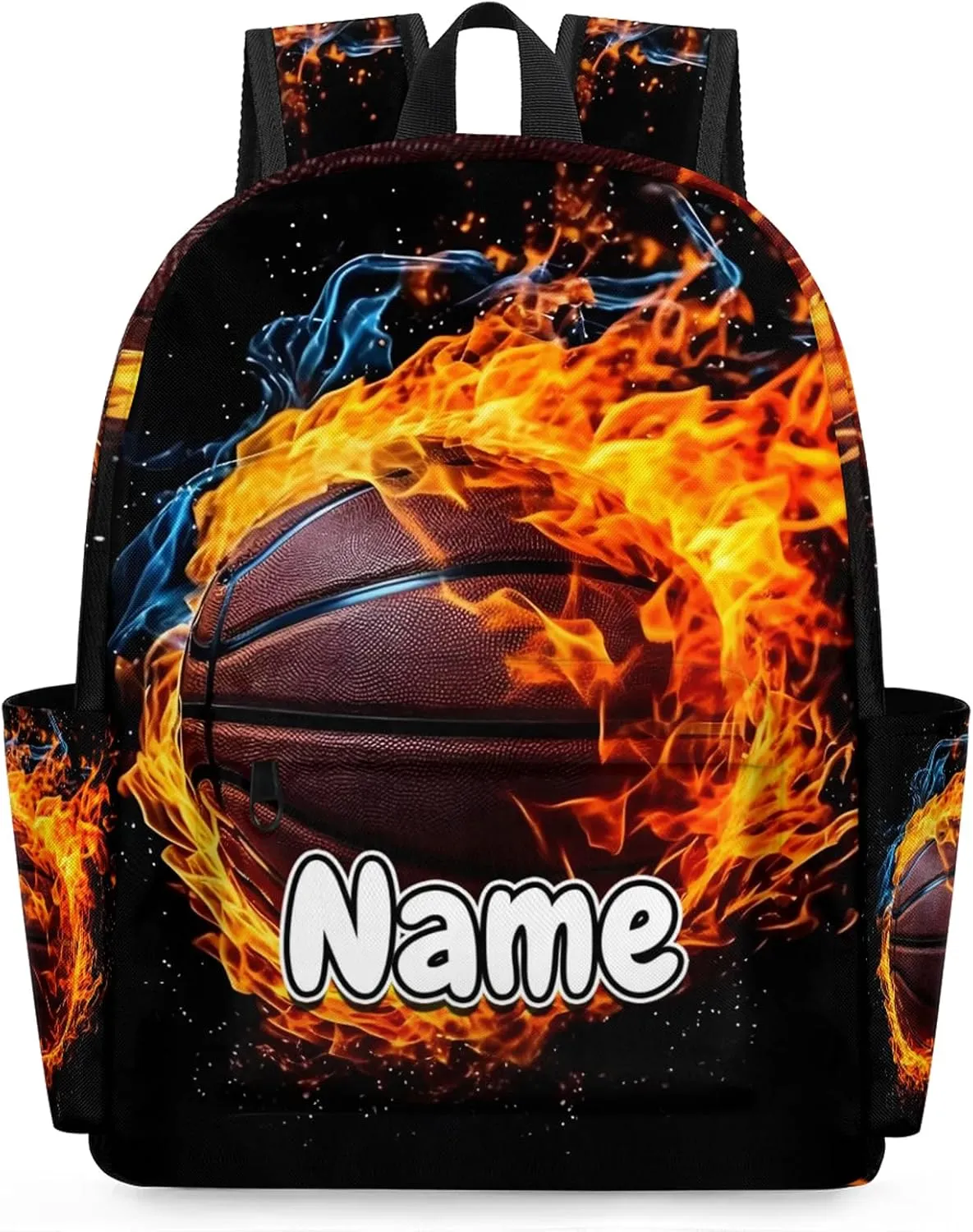 Sports Theme Basketball Personalized Backpack Bag with Name Lightweight Custom Shoulder Bags Waterproof Casual Backpacks Travel Laptop Bag 15.1in