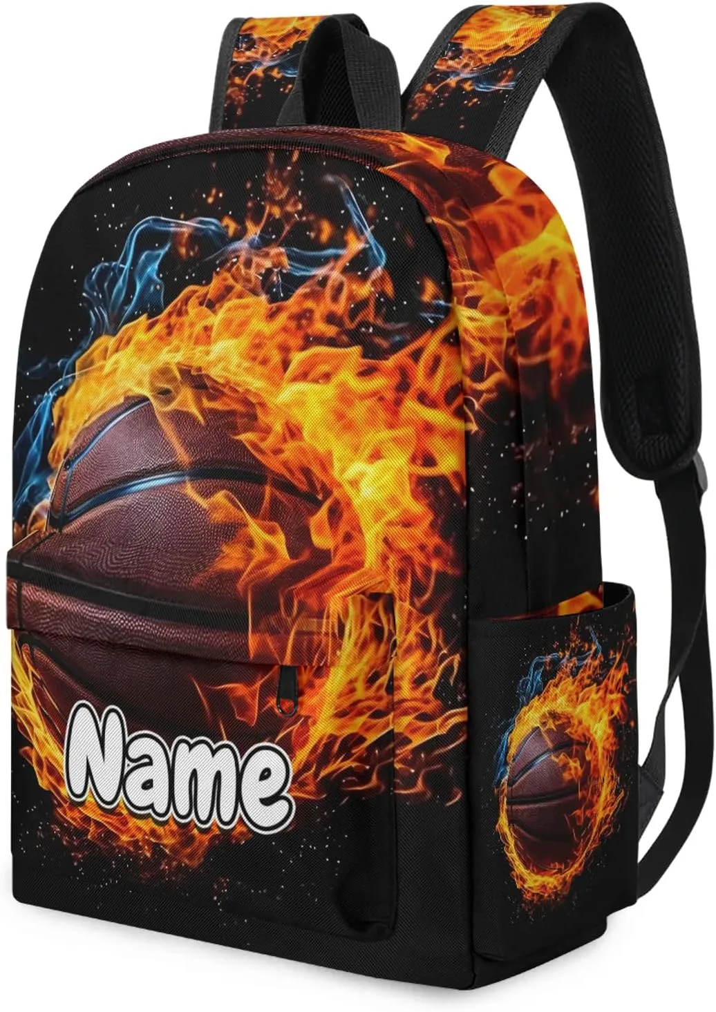 Sports Theme Basketball Personalized Backpack Bag with Name Lightweight Custom Shoulder Bags Waterproof Casual Backpacks Travel Laptop Bag 15.1in