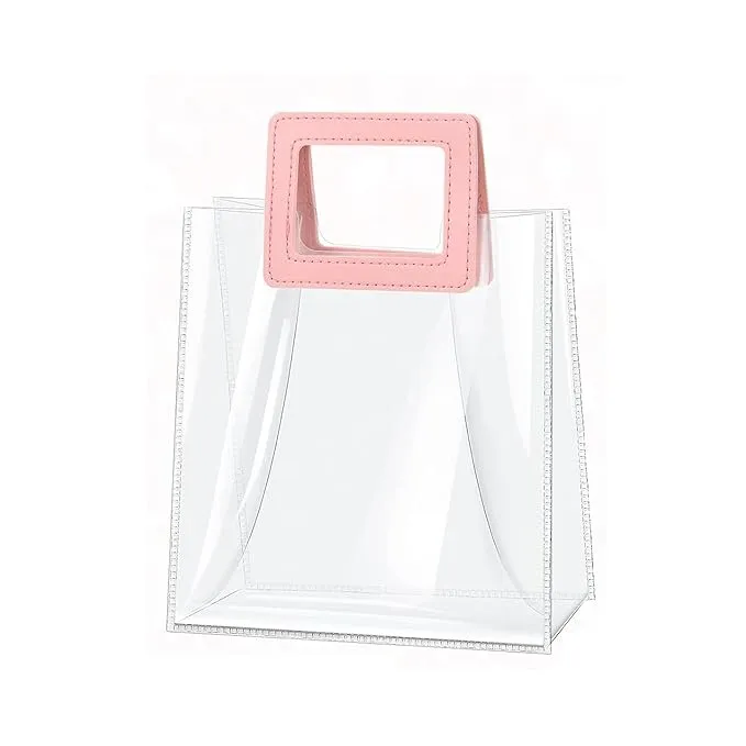 Square Handle Transparent PVC Reusable Shopping Gift Bag