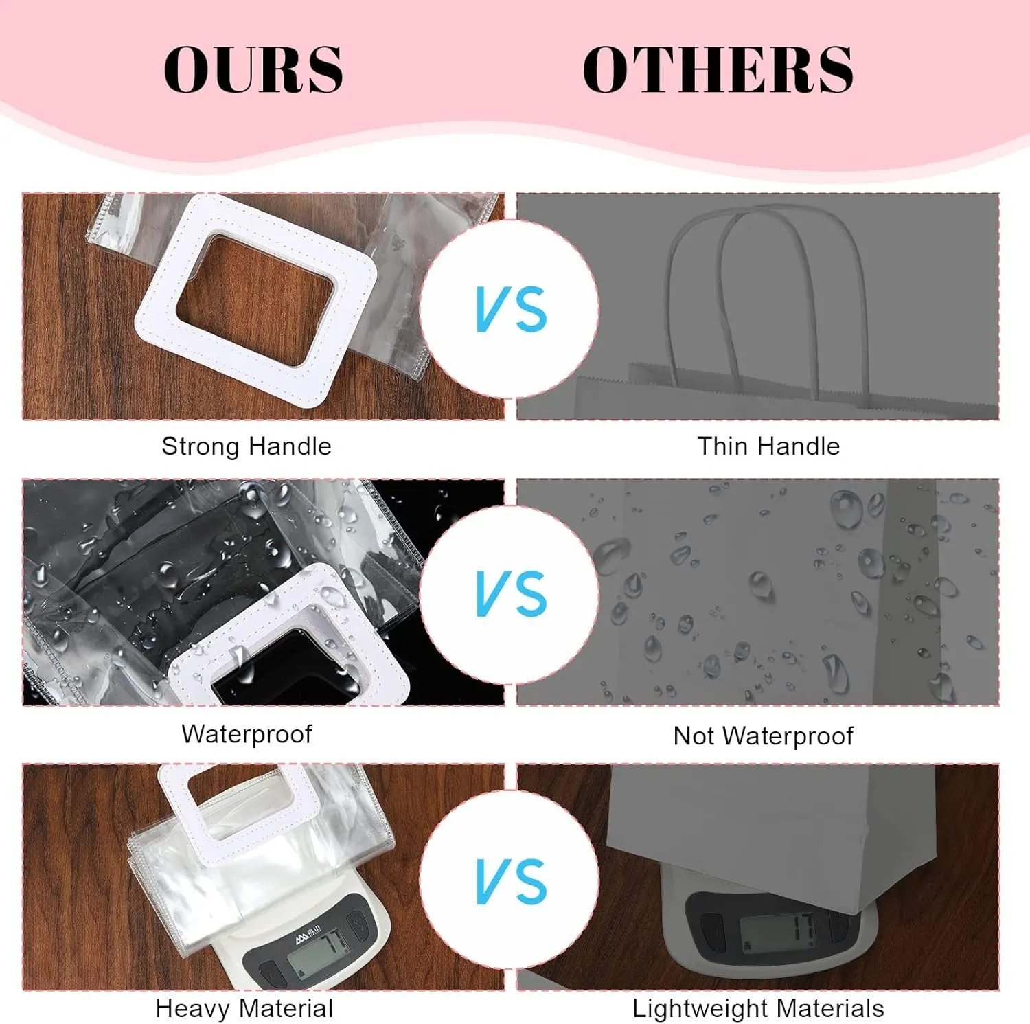 Square Handle Transparent PVC Reusable Shopping Gift Bag