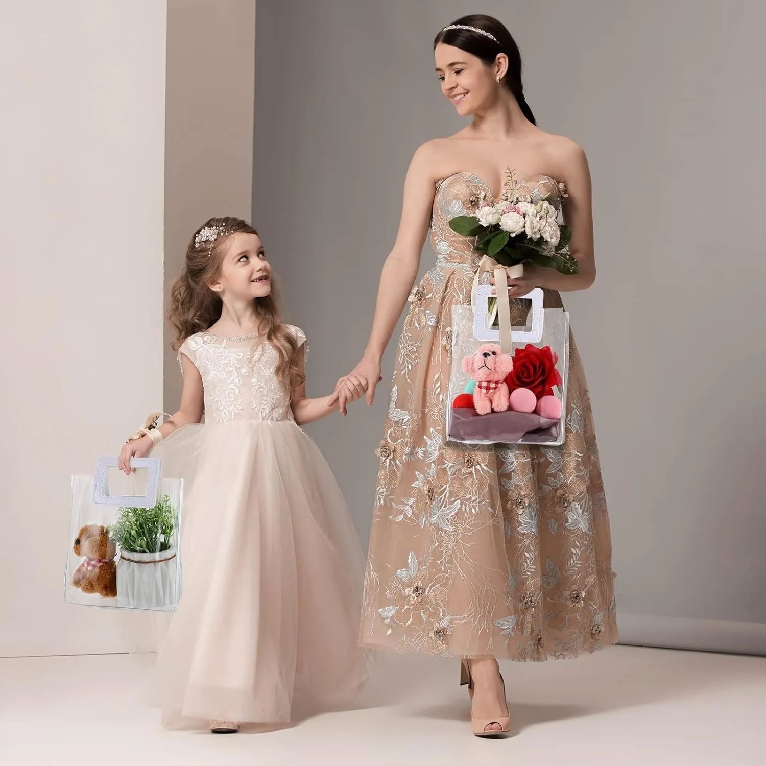 Square Handle Transparent PVC Reusable Shopping Gift Bag