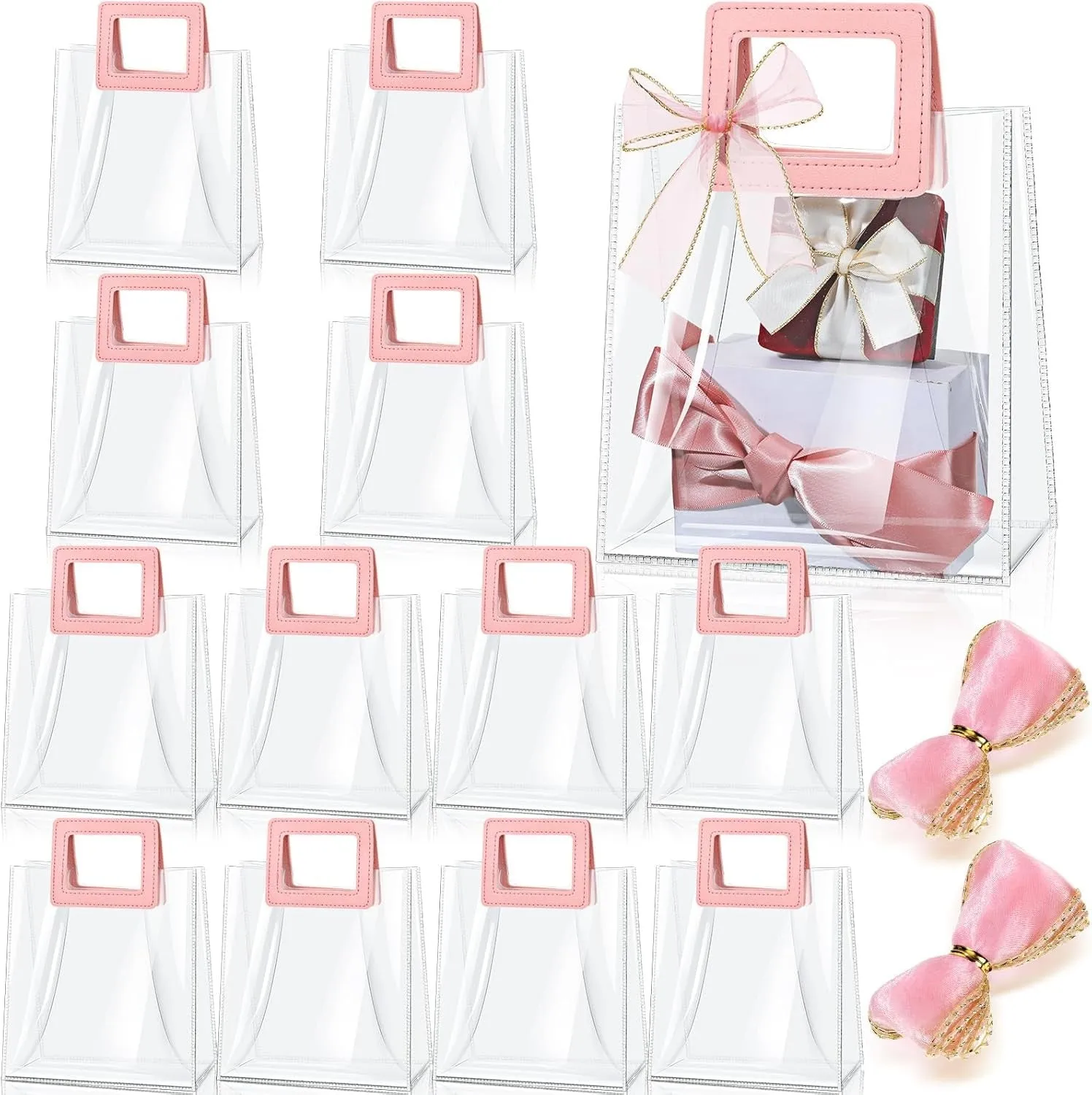 Square Handle Transparent PVC Reusable Shopping Gift Bag