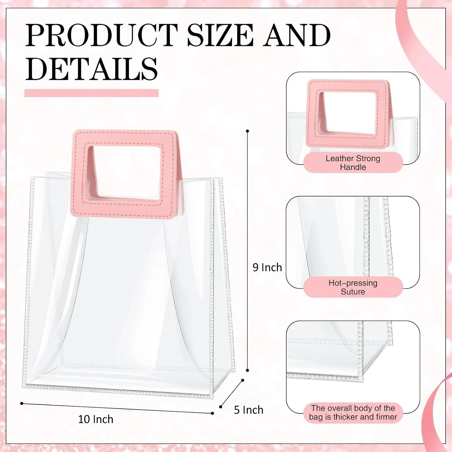 Square Handle Transparent PVC Reusable Shopping Gift Bag