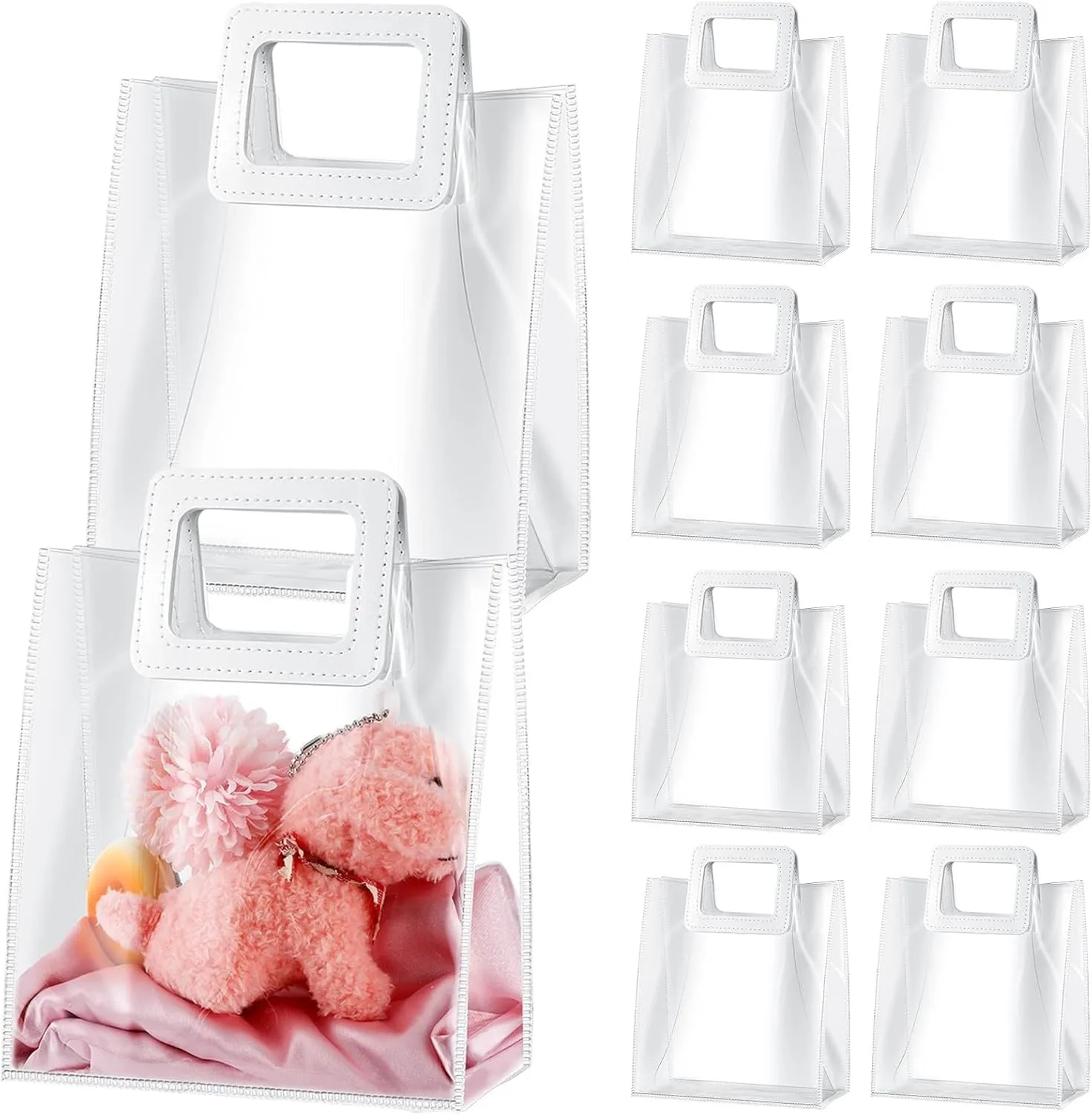Square Handle Transparent PVC Reusable Shopping Gift Bag