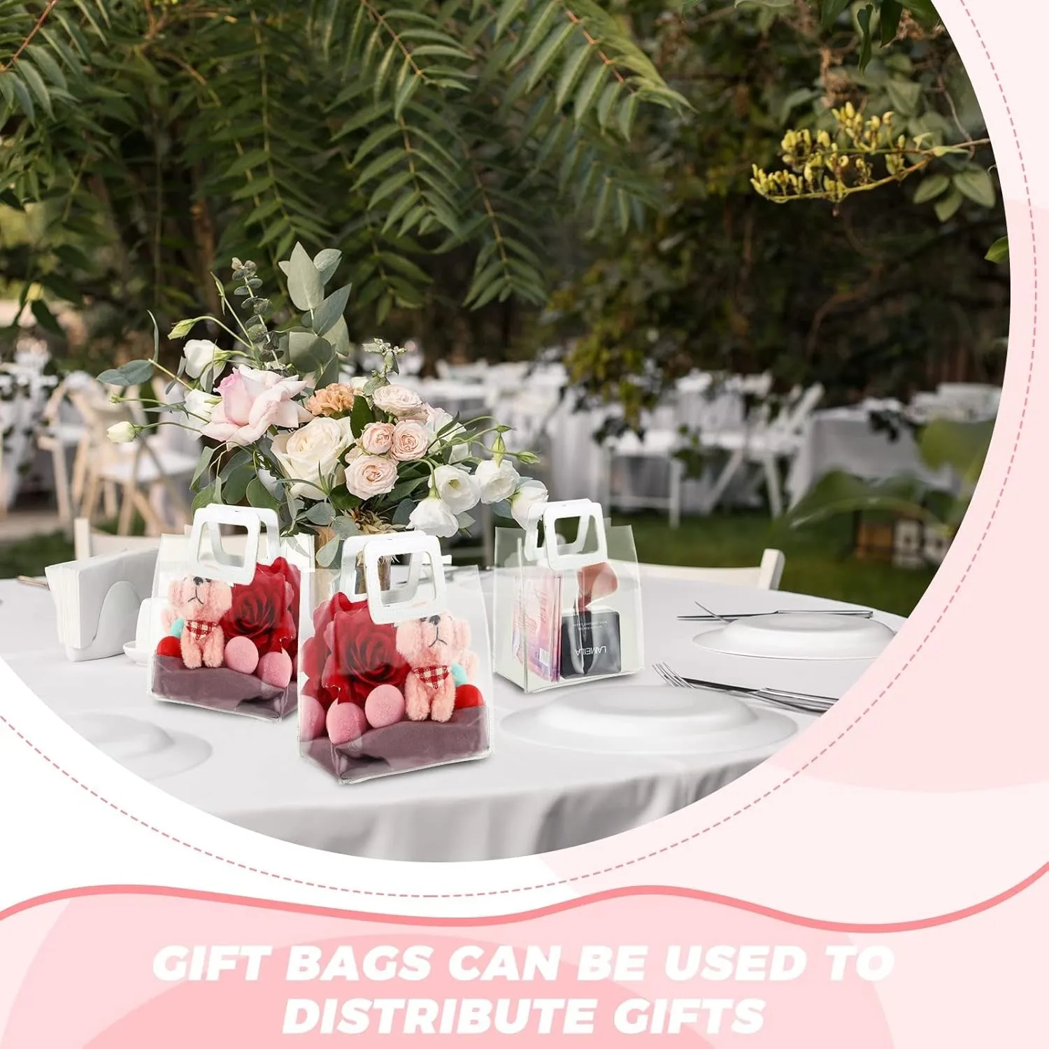 Square Handle Transparent PVC Reusable Shopping Gift Bag