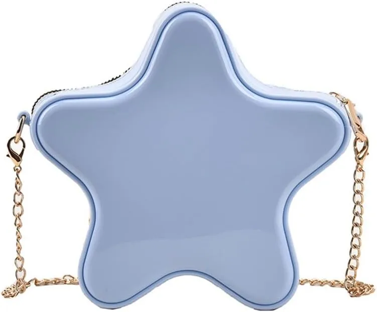 Star Shaped Crossbody Bag Cute Girls Star Shoulder Messenger Purse Kawaii Evening Clutch Bag with Chain Strap