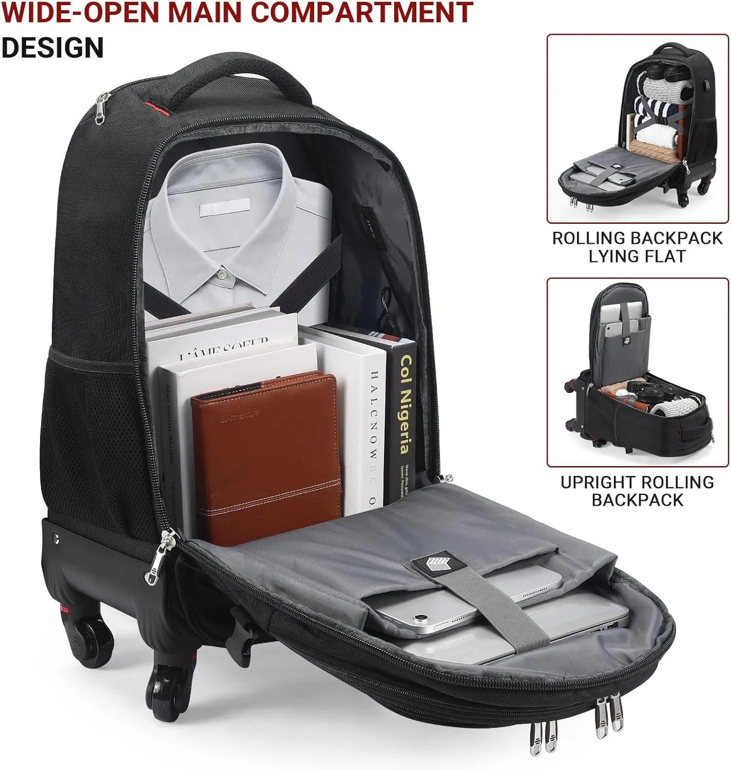 StarCloud 18-inch   24-inch Checked Backpack Combo Set Large Rolling Backpack with 4 Wheels, Travel Commute Bag, Carry on Luggage Trolley Suitcase (4 Wheels Rolling Backpack)