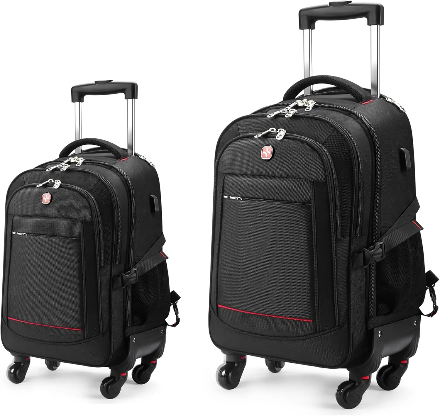 StarCloud 18-inch   24-inch Checked Backpack Combo Set Large Rolling Backpack with 4 Wheels, Travel Commute Bag, Carry on Luggage Trolley Suitcase (4 Wheels Rolling Backpack)
