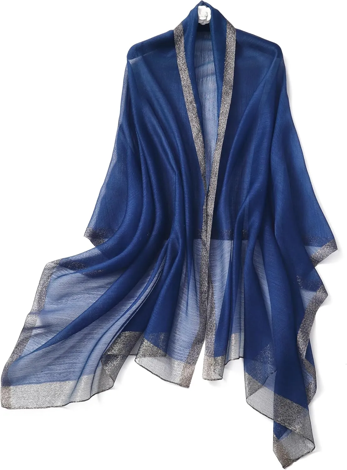 STARWHISPER Women's Gold Trim Silk Scarf Shawl Wrap - Elegant Accessory for Evening Dress - Gift Packaged