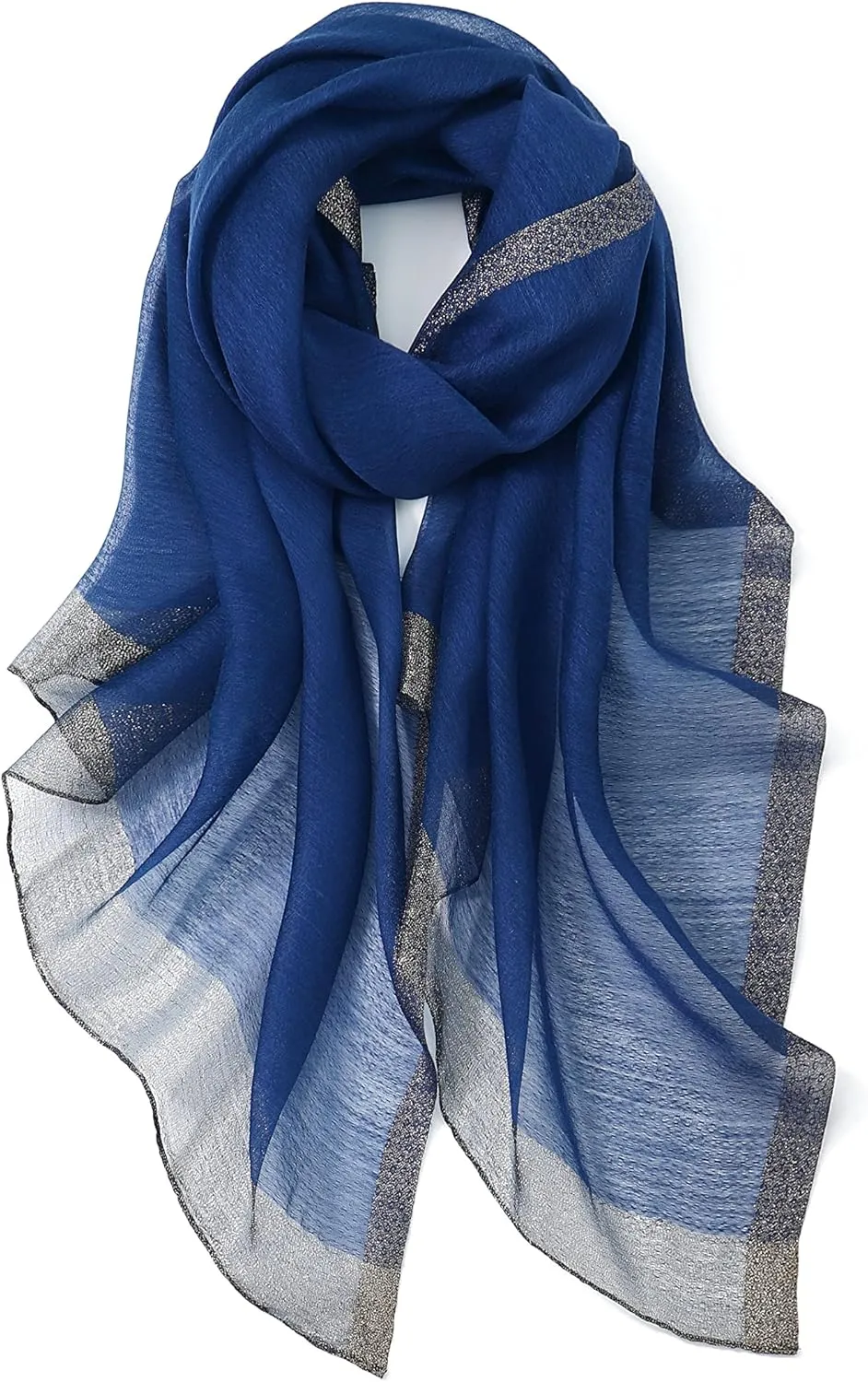 STARWHISPER Women's Gold Trim Silk Scarf Shawl Wrap - Elegant Accessory for Evening Dress - Gift Packaged