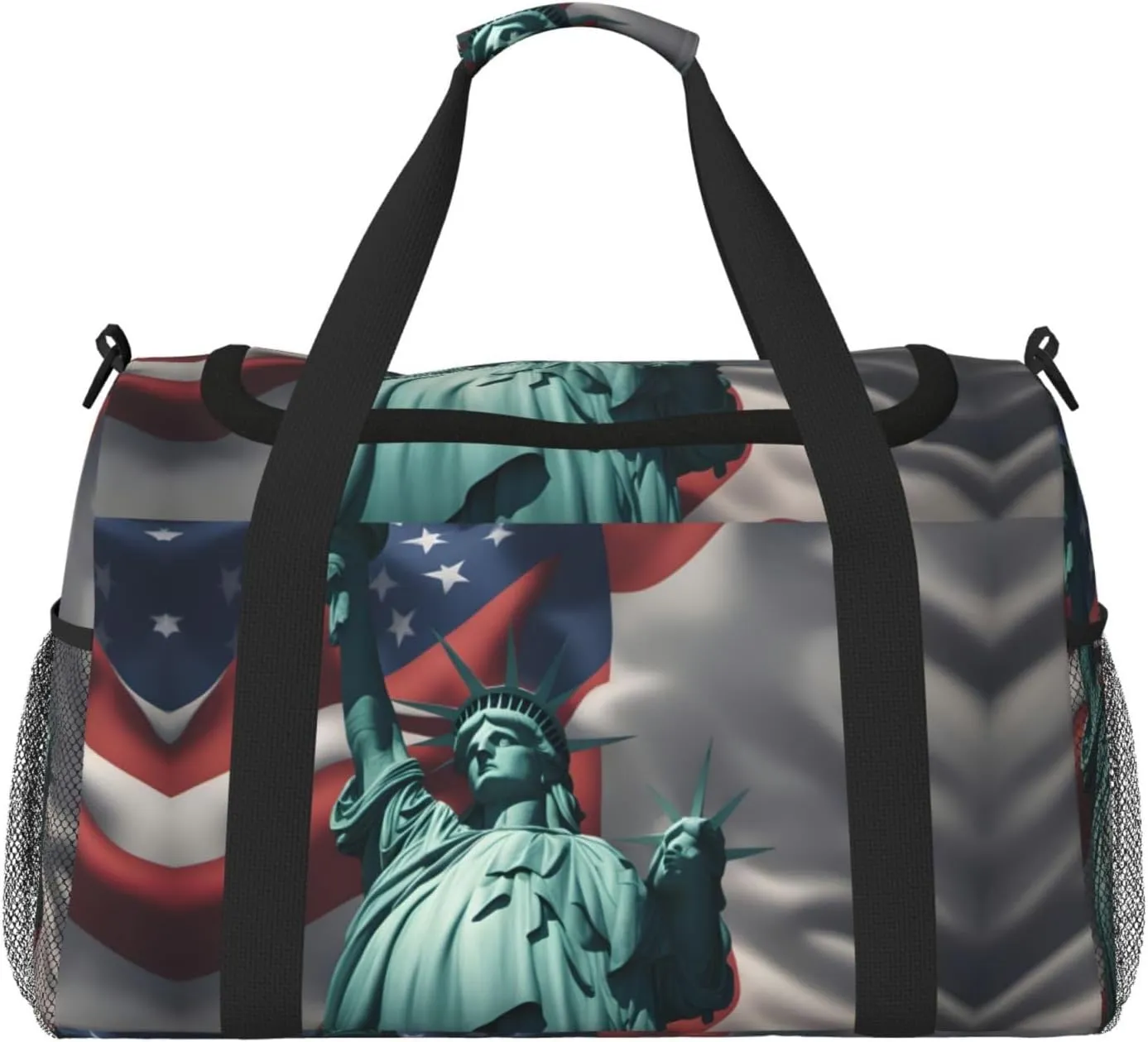 Statue Of Liberty Flag Foldable Travel Duffel Bag Tote Carry On Luggage Bag For Weekend Getaways, For Spontaneous Trips