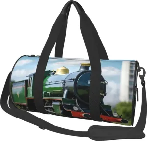 Steam Train Print Round Large Capacity Travel Luggage Bags,Men's and Women's Hand-Held Travel Clothing Bags
