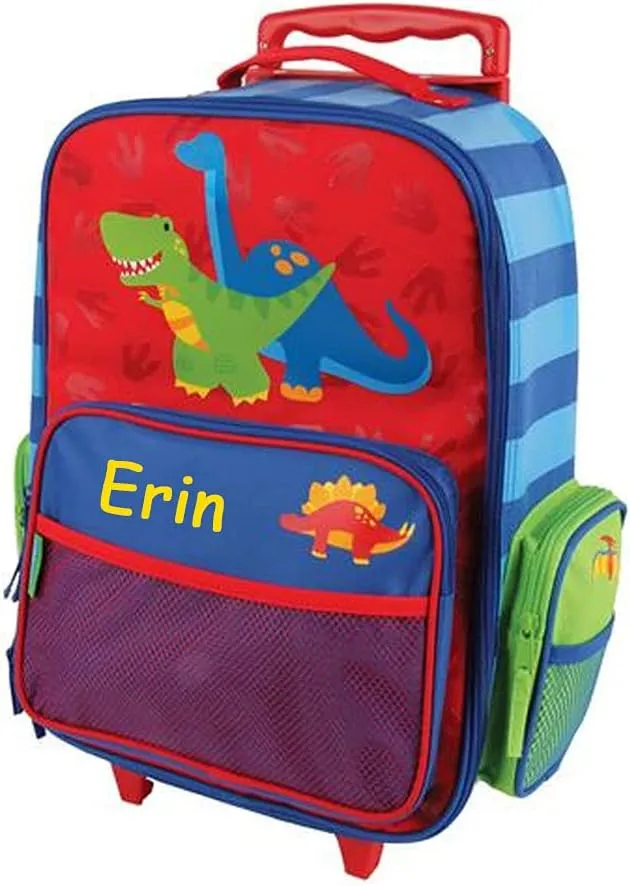Stephen Joseph Kids Luggage - Personalized Carry On Luggage - Dinosaur Travel Bag - Rolling Bag with Custom Name