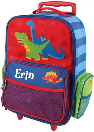 Stephen Joseph Kids Luggage - Personalized Carry On Luggage - Dinosaur Travel Bag - Rolling Bag with Custom Name