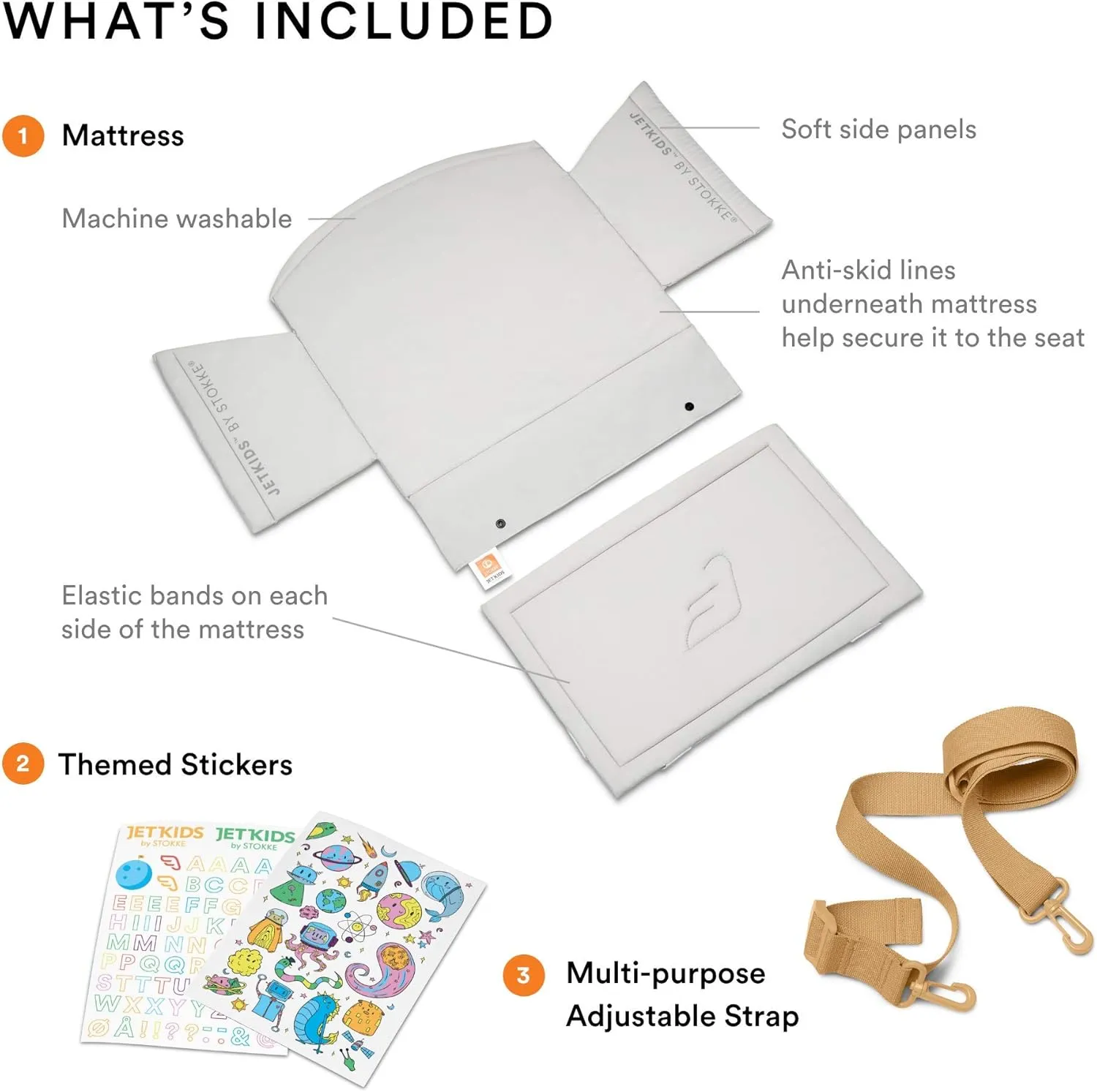 Stokke JetKids BedBox, Lunar Eclipse - Ride-On Suitcase for Kids 2-7 Years Old (up to 77 lbs) - Transforms Into Bed - Includes Mattress, Decorative Stickers & Adjustable Carrying Strap