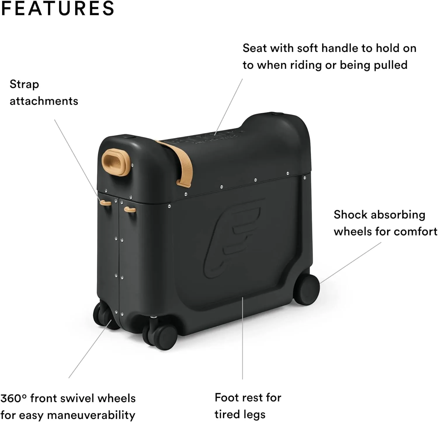 Stokke JetKids BedBox, Lunar Eclipse - Ride-On Suitcase for Kids 2-7 Years Old (up to 77 lbs) - Transforms Into Bed - Includes Mattress, Decorative Stickers & Adjustable Carrying Strap