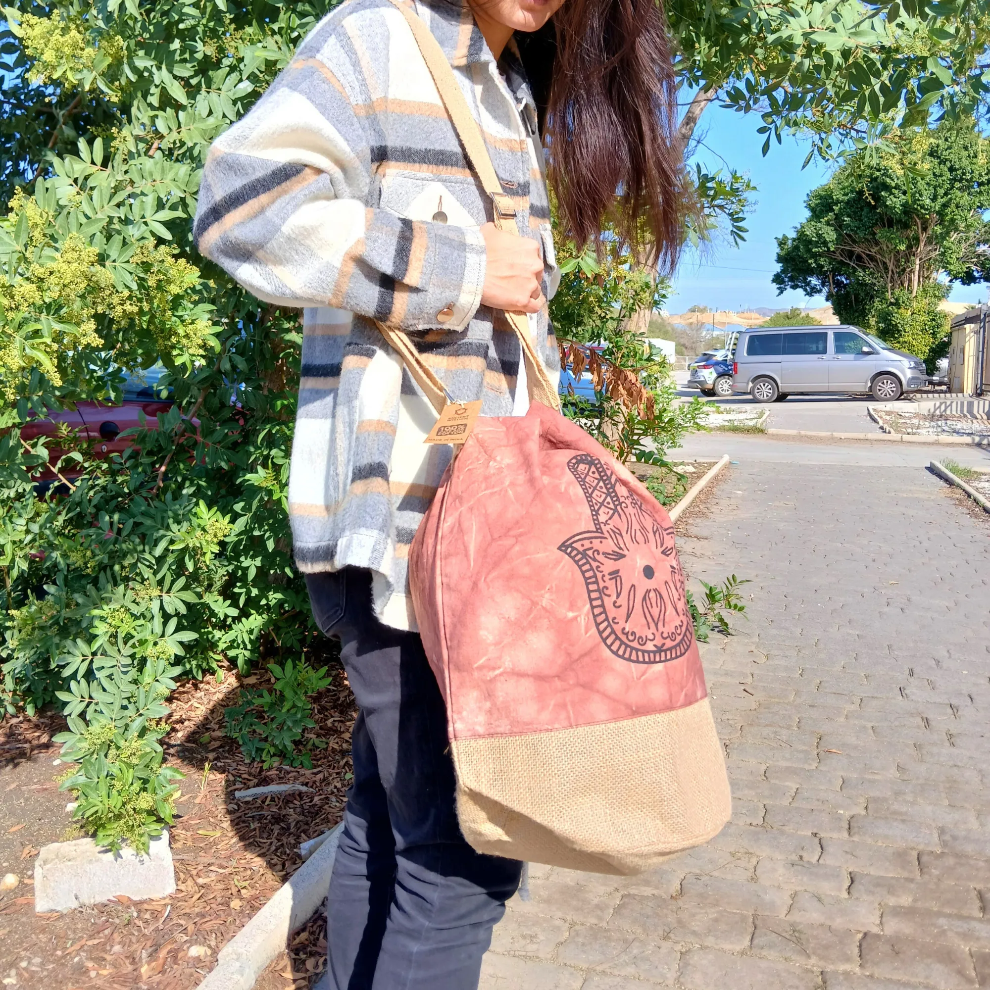Stonewash Cotton Backpack – Eco-Friendly Boho Travel Rucksack Made from Natural Fabric