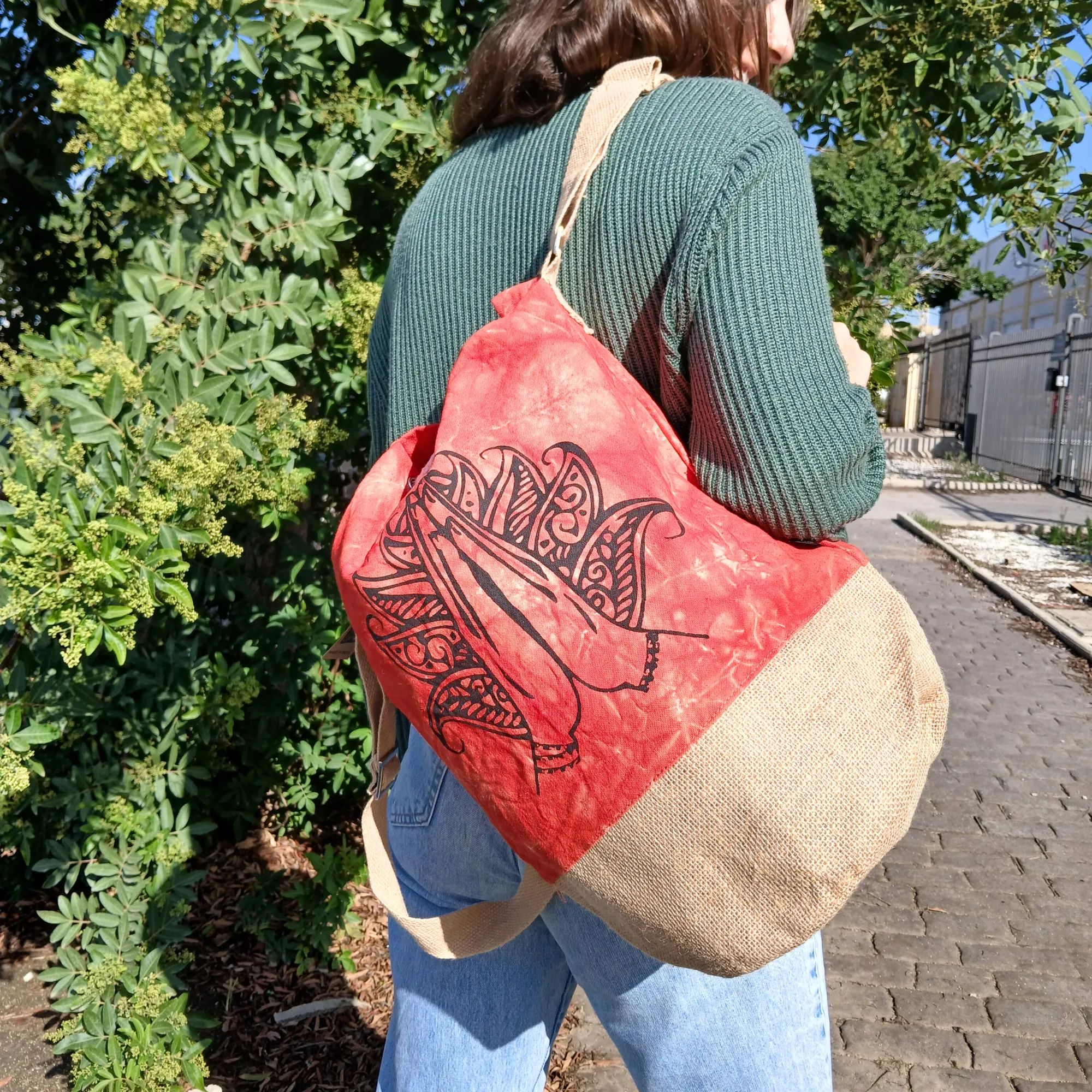 Stonewash Cotton Backpack – Eco-Friendly Boho Travel Rucksack Made from Natural Fabric