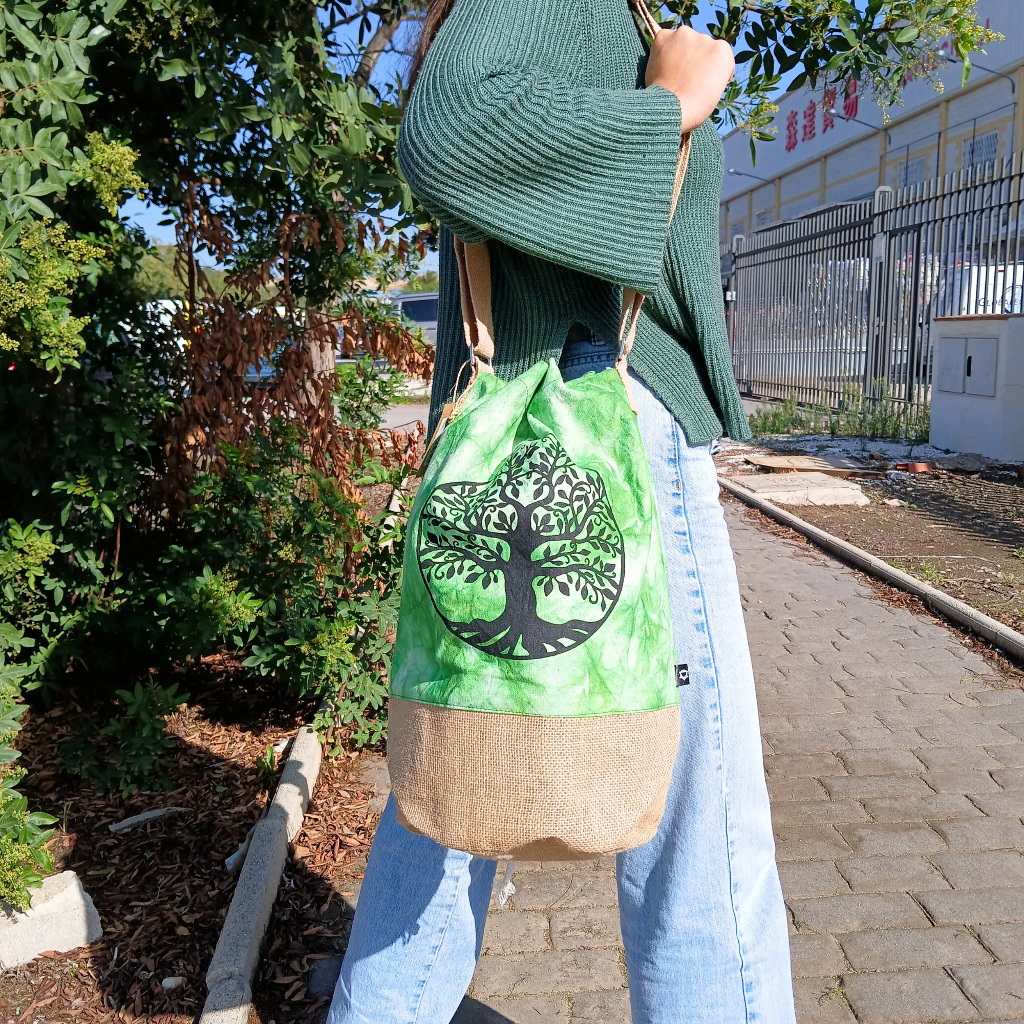 Stonewash Cotton Backpack – Eco-Friendly Boho Travel Rucksack Made from Natural Fabric