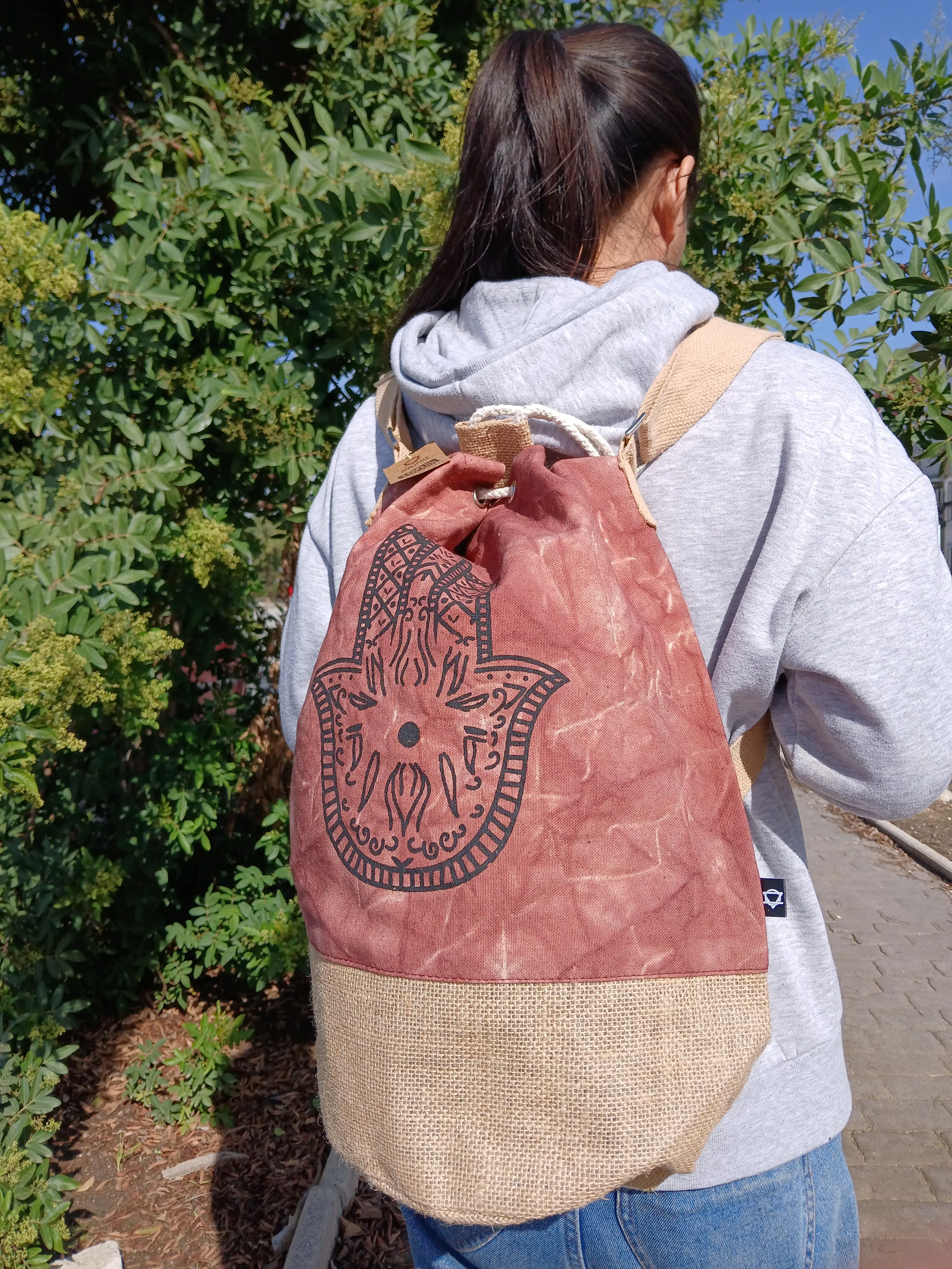 Stonewash Cotton Backpack – Eco-Friendly Boho Travel Rucksack Made from Natural Fabric