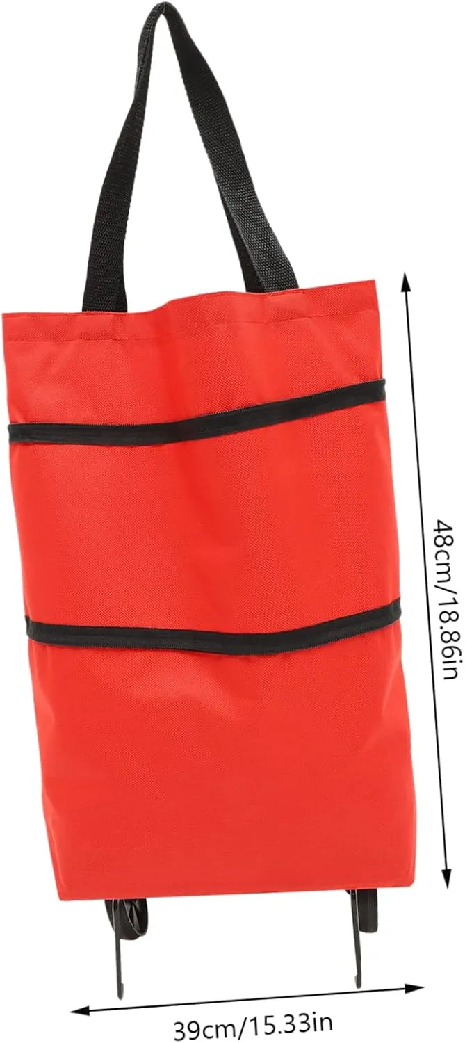 Storage Bag with Wheels Shopping Travel Bag on Wheels Tey Bags Cart Foldable Grocery Bag with Wheels