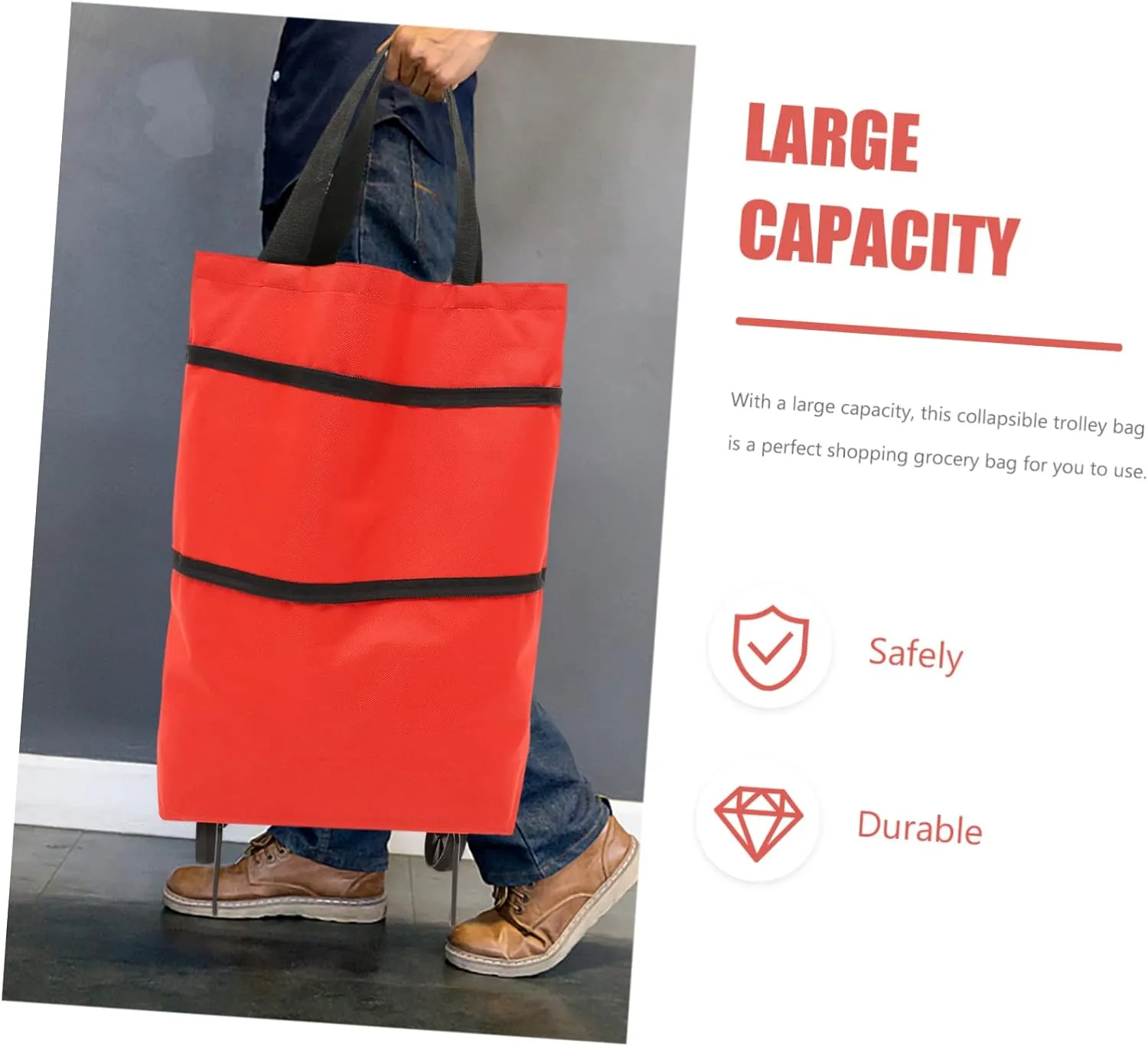 Storage Bag with Wheels Shopping Travel Bag on Wheels Tey Bags Cart Foldable Grocery Bag with Wheels