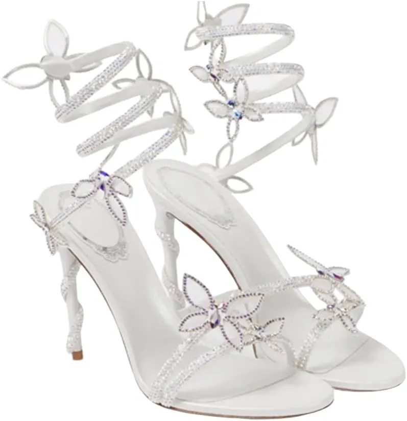 Strap Rhinestone Heels,Womens High Heels,Butterfly One-Strap Stiletto High Heel,Unique Design,Simple And Elegant,Suitable for Various Occasions