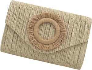 Straw Clutches Purse Women Envelope Bag Straw Crossbody Shoulder Bag Handbag Summers Beach Bag Woven Clutches Handbag