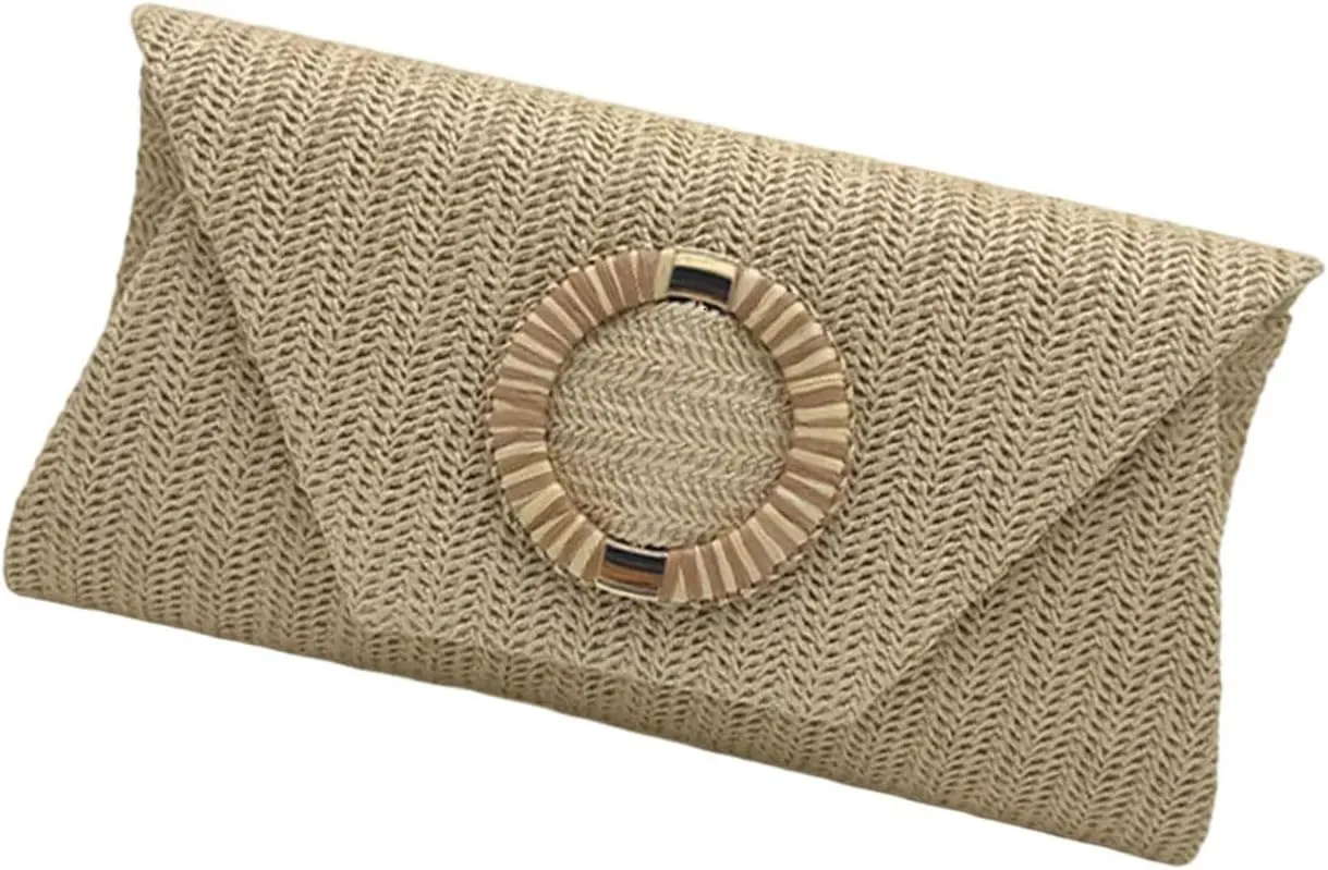 Straw Clutches Purse Women Envelope Bag Straw Crossbody Shoulder Bag Handbag Summers Beach Bag Woven Clutches Handbag