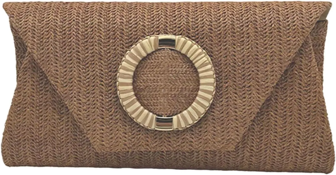 Straw Clutches Purse Women Envelope Bag Straw Crossbody Shoulder Bag Handbag Summers Beach Bag Woven Clutches Handbag