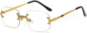 Street Knitted Rimless Unisex Square Luxury Retro Original 90's Hip Hop Clear lens Designer Gold Wire Metal Frame Sun Glasses Frameless Rectangle Eye Glasses For Men And Women