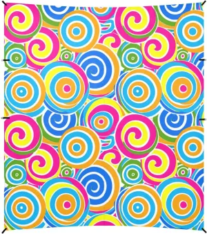Striped Spirals Candy Like Colors Foldable Beach Canopy UPF50 Waterproof Shade Sun Shelter with Sandbags & Sand Shovel for Family Trips, Picnics & Camping