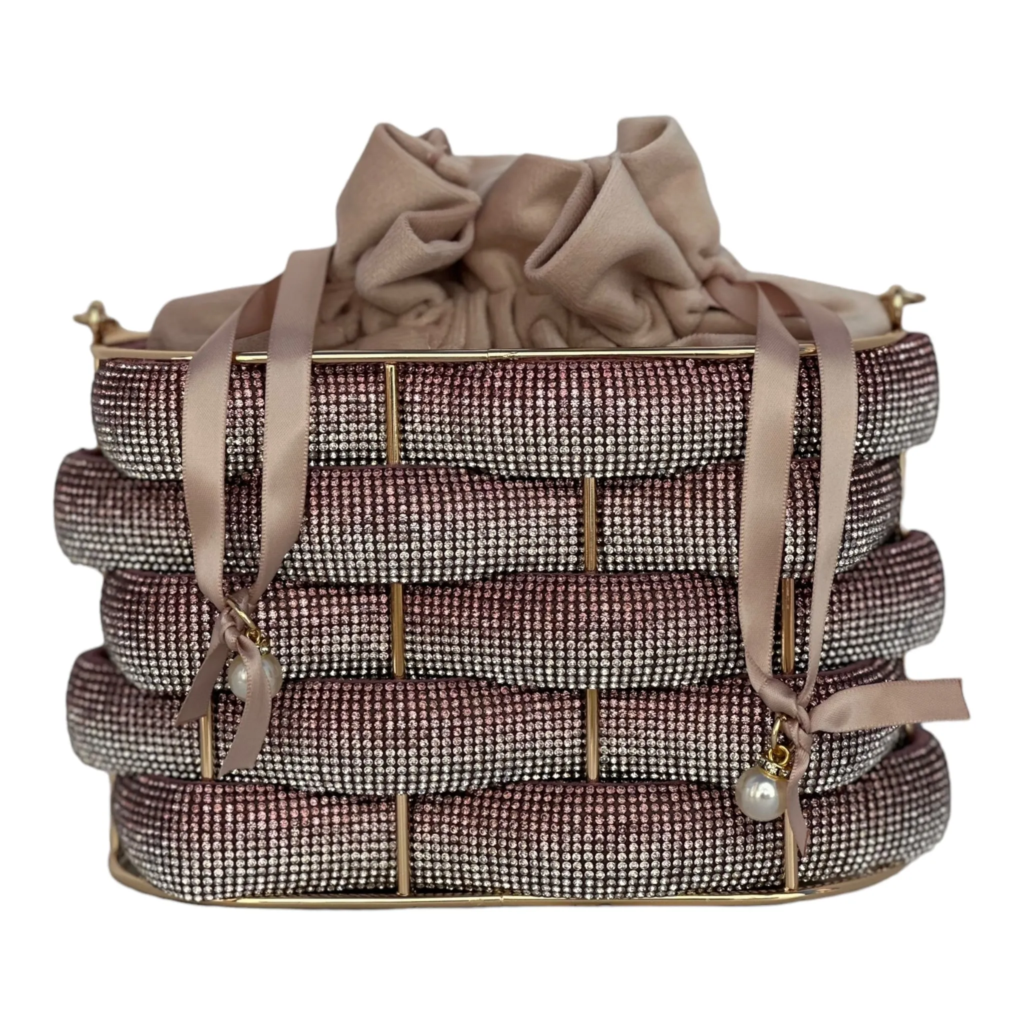 Style 248 Pink Rhinestone Woven Purse