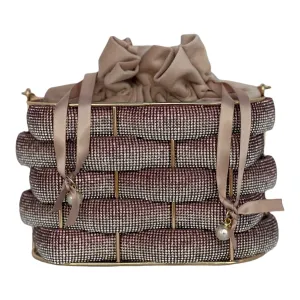 Style 248 Pink Rhinestone Woven Purse