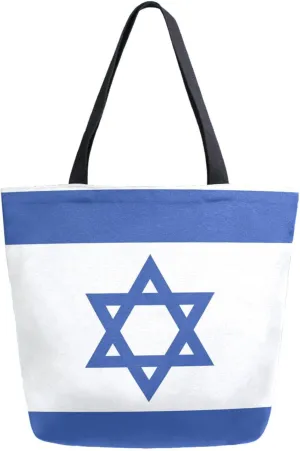 Stylish Extra Large Shoulder Grocery Tote Bag, Flag Of Israel Canvas Daily Handle Bag for Gym Weekender Beach Travel Kitchen Reusable Market Shopping, das07082196p281c318s555