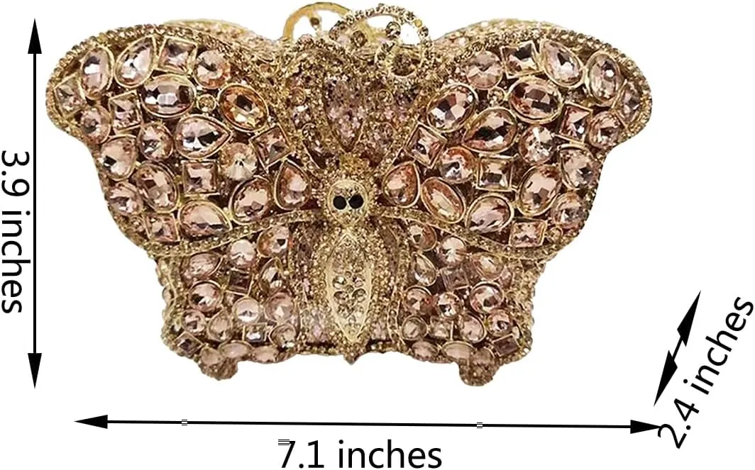 Stylish Women Butterfly Evening Bag Insect Diamond Clutch Chic Rhinestone Purse Luxury Stone Bag for Prom Party