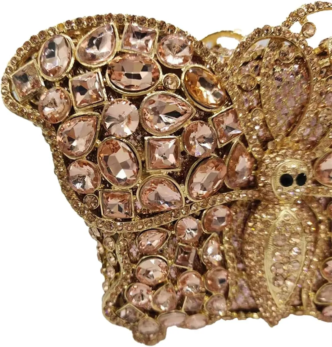 Stylish Women Butterfly Evening Bag Insect Diamond Clutch Chic Rhinestone Purse Luxury Stone Bag for Prom Party