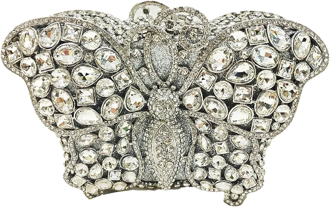 Stylish Women Butterfly Evening Bag Insect Diamond Clutch Chic Rhinestone Purse Luxury Stone Bag for Prom Party