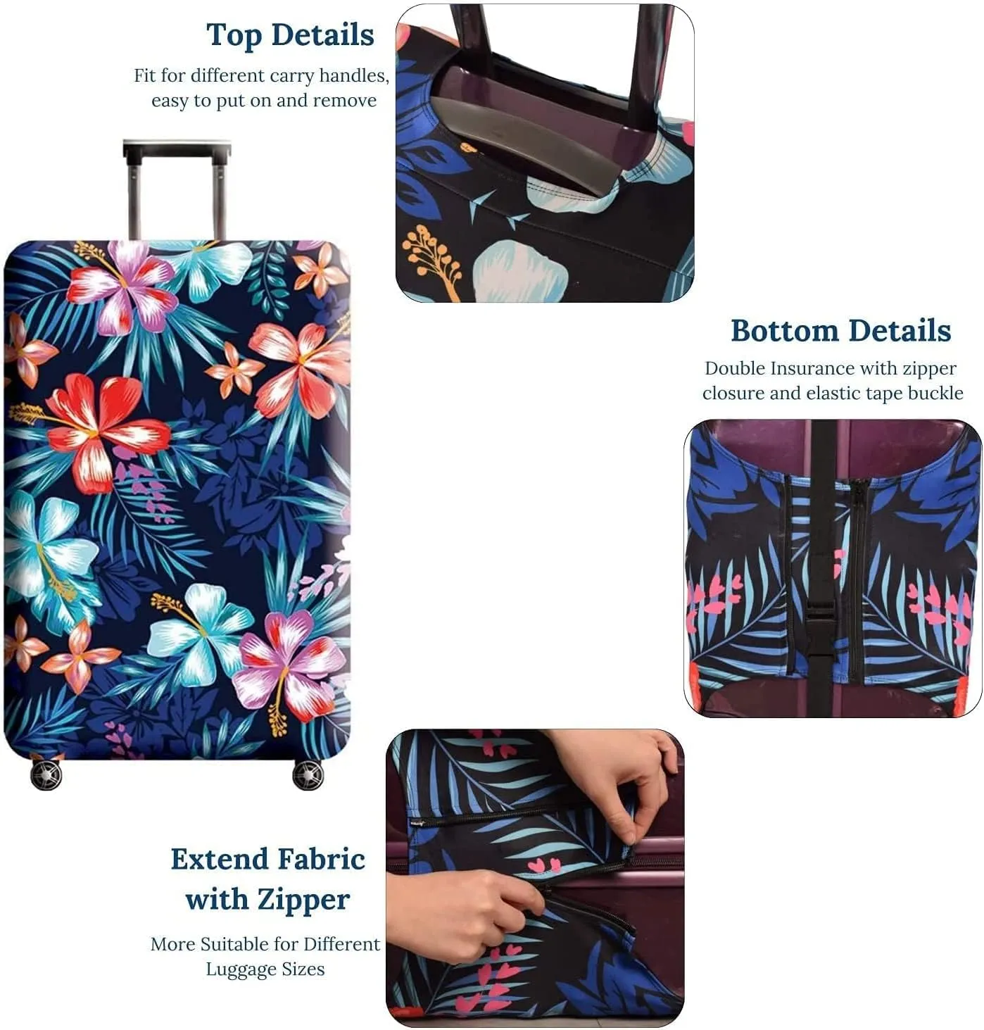 Suitcase Cover, Carry on Luggage Cover Protector - Travel Elastic Spandex Luggage Covers Fits 29 30 Inch Flower