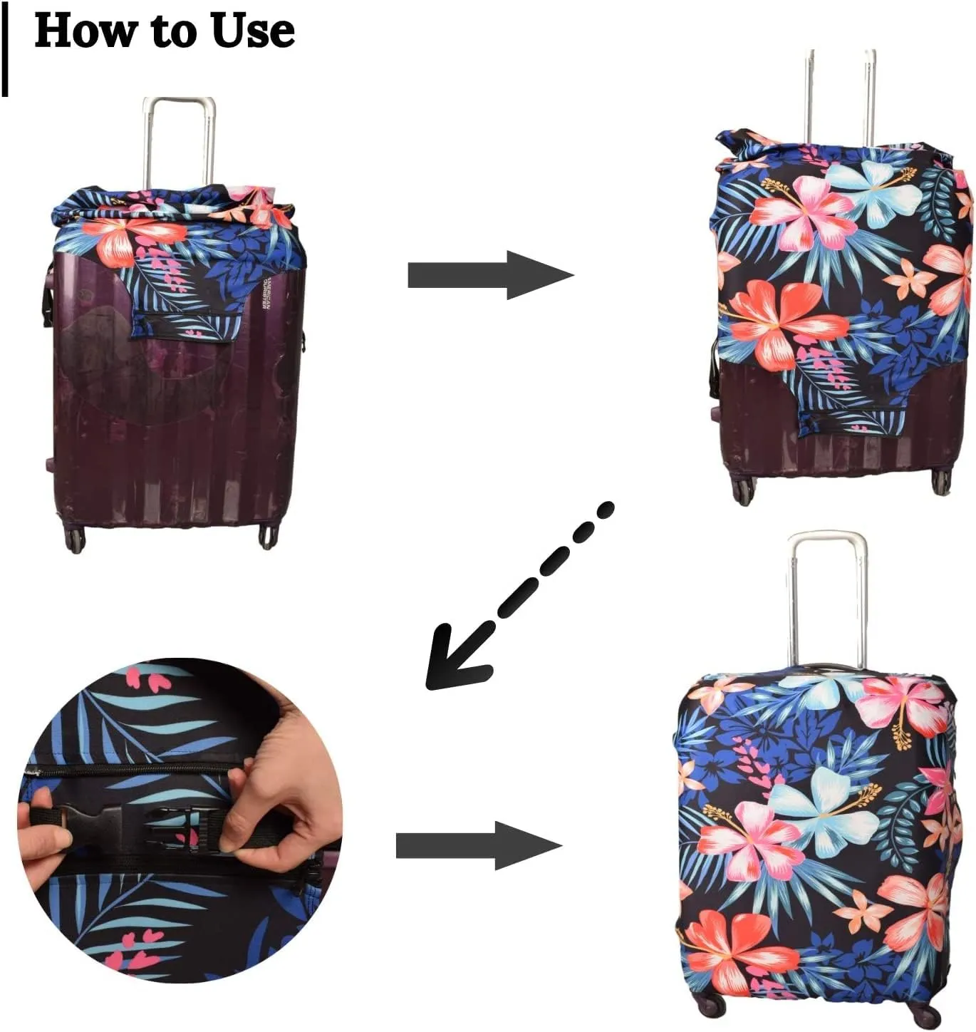 Suitcase Cover, Carry on Luggage Cover Protector - Travel Elastic Spandex Luggage Covers Fits 29 30 Inch Flower