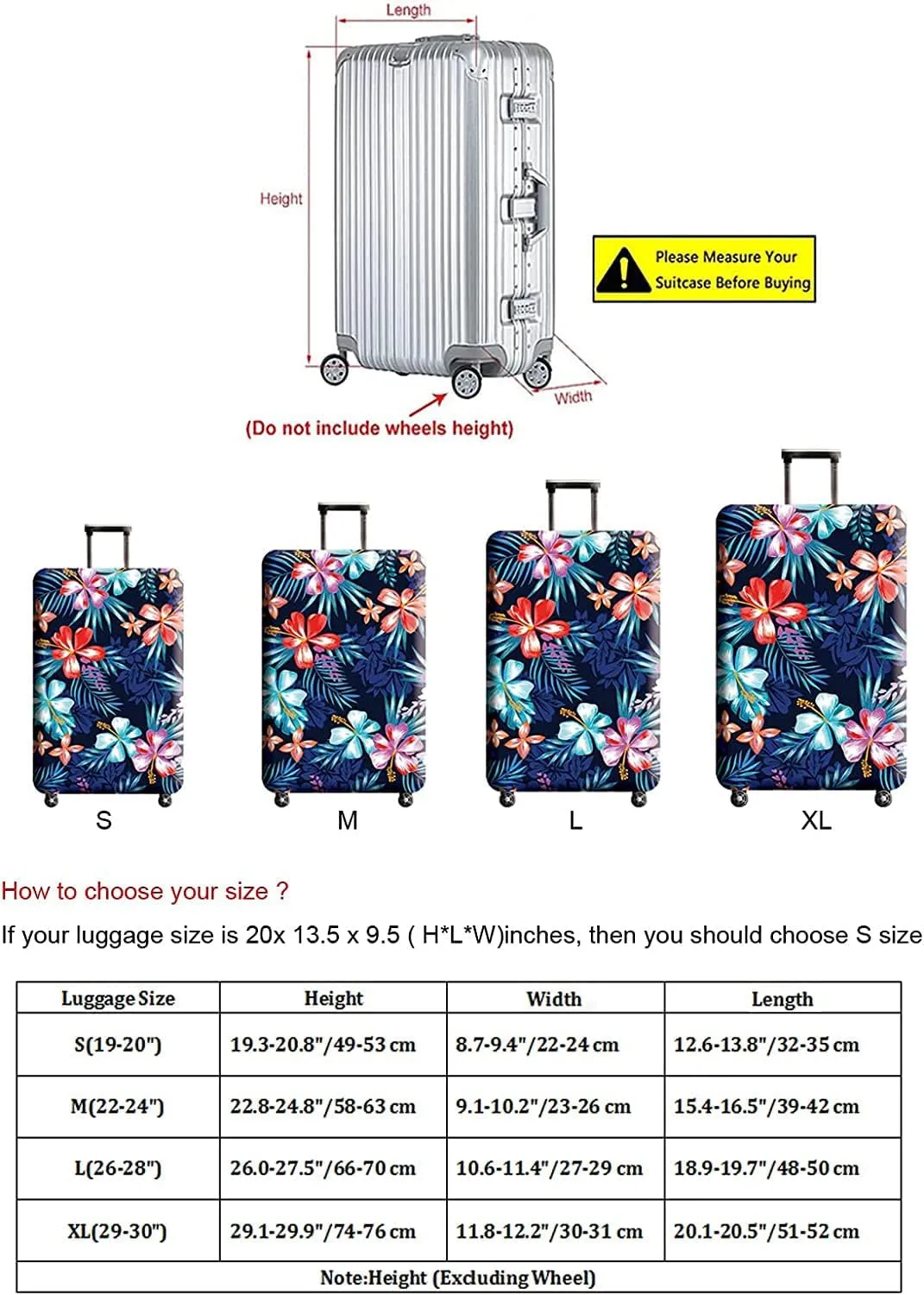 Suitcase Cover, Carry on Luggage Cover Protector - Travel Elastic Spandex Luggage Covers Fits 29 30 Inch Flower