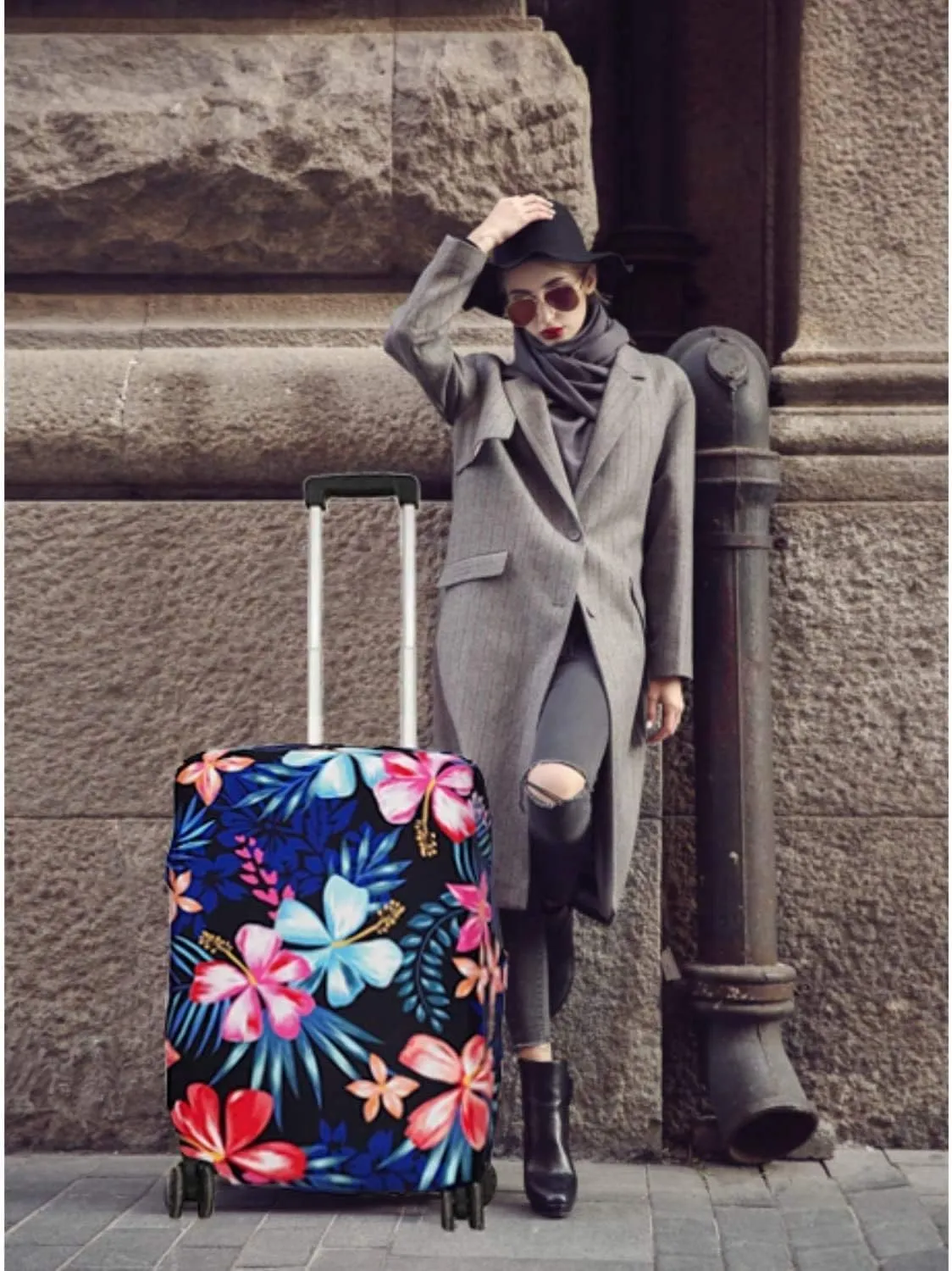 Suitcase Cover, Carry on Luggage Cover Protector - Travel Elastic Spandex Luggage Covers Fits 29 30 Inch Flower