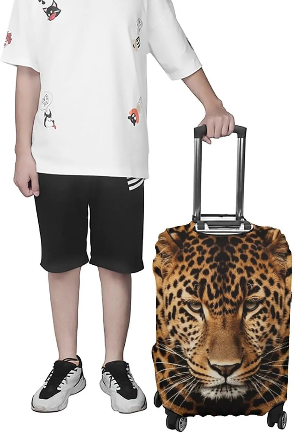 Suitcase Covers for Luggage Washable Luggage Cover Depict A Leopard Luggages Wheel Covers Elastic Travel Carry On Suitcase Cover Travel Luggages Protector Sleeve Fit 29-32 Inch L