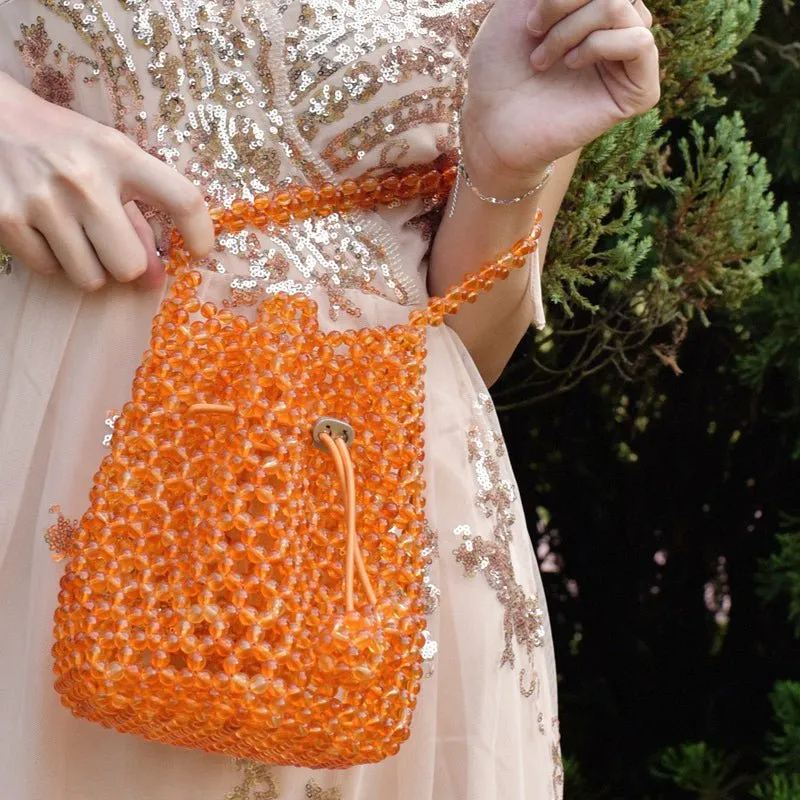 Summer Acrylic Woven Bucket Party Purse