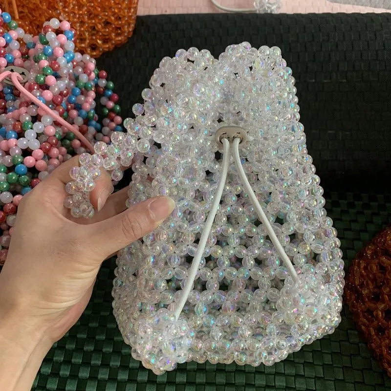 Summer Acrylic Woven Bucket Party Purse