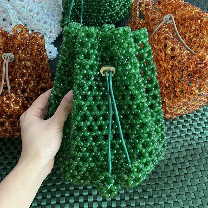 Summer Acrylic Woven Bucket Party Purse