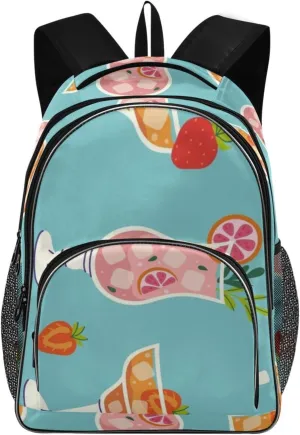 Summer Refreshing Cocktails Backpacks 22L Three Layer Arc Book Bag Lightweight for Travel Camping Hiking Rucksack Daypack Kids & Adults